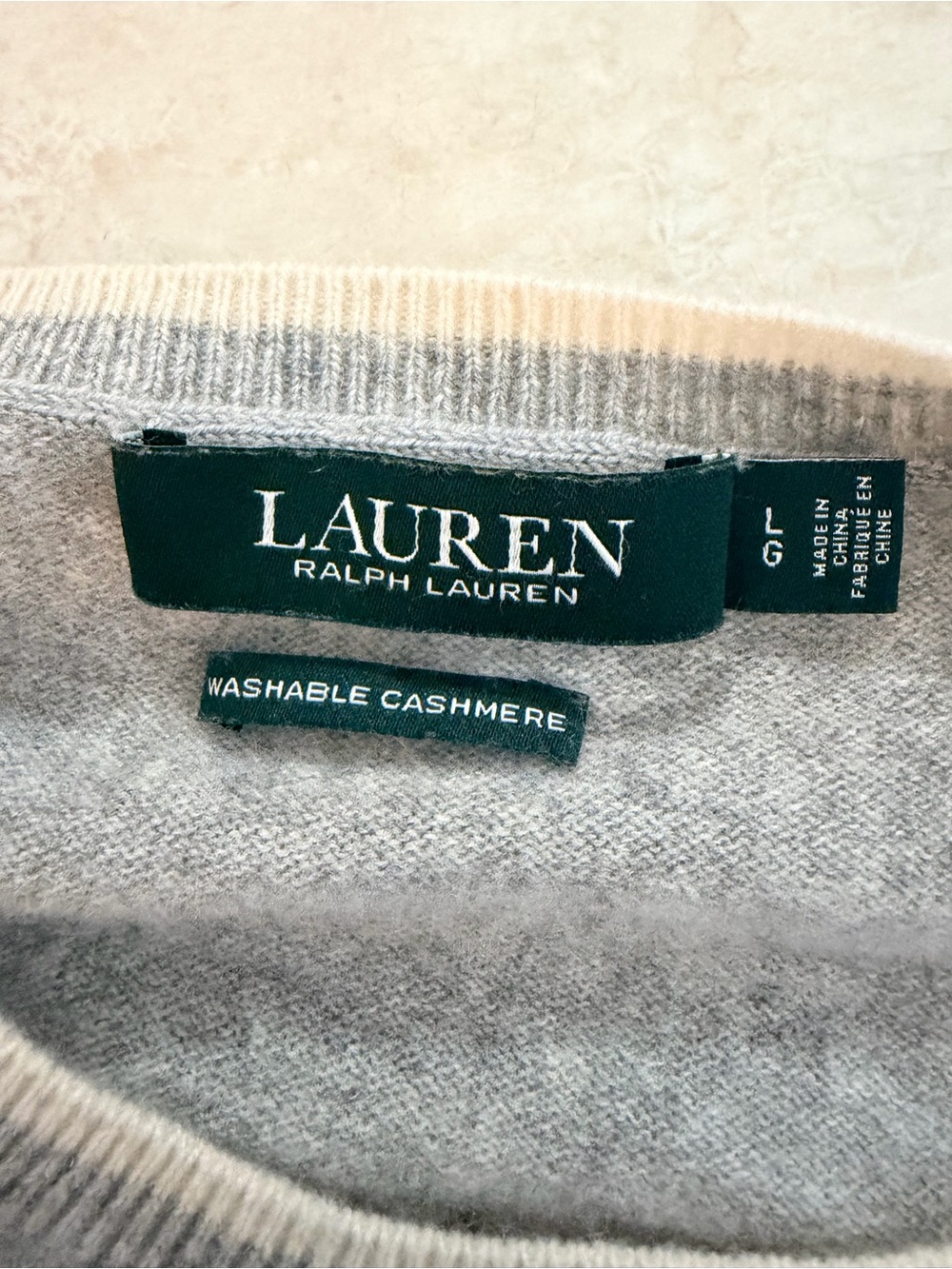 Lauren Ralph Lauren LRL Women's Monogrammed Washable Cashmere Sweater Large Gray - Picture 5 of 6